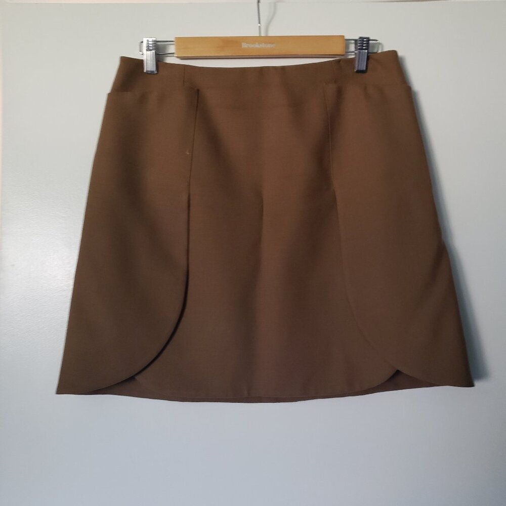Tory Burch equestrian tan wool mini skirt
